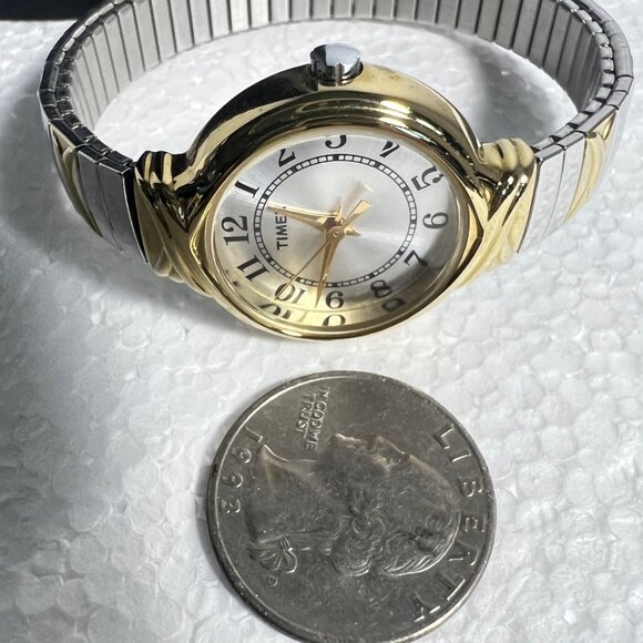 Vtg Timex Ladies Two-Tone Expansion Watch Quartz Stainless Steel Band Works - Picture 3 of 7